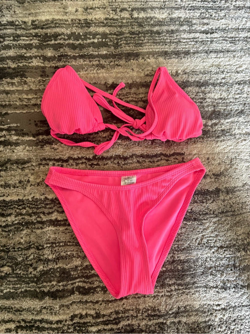 wild fable Neon Pink Ribbed Bikini Top